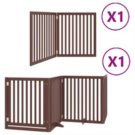skladana-bramka-dla-psa-z-drzwiami-6-paneli-brazowa-480-cm