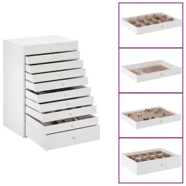 pudelko-na-bizuterie-10-warstwowe-z-uchwytami-na-zegarki-biale-29x20