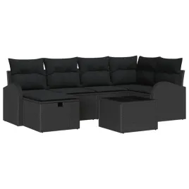 zestaw-sof-na-ogrod-z-poduszka-7-pcs-czarny-polirattan