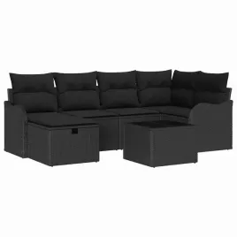 zestaw-sof-na-ogrod-z-poduszka-7-pcs-czarny-polirattan