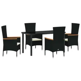 zestaw-do-jadalni-w-ogrodzie-z-poduszka-5-pcs-czarny-polirattan