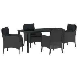 zestaw-do-jadalni-w-ogrodzie-z-poduszka-5-pcs-czarny-polirattan