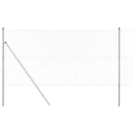 ogrodzenie-z-ogniw-ze-slupkami-srebrny-1-2-x-10-m-stal