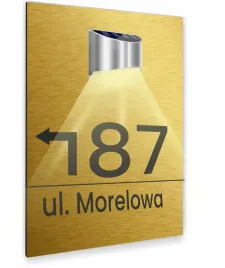 zlota-tabliczka-podswietlana-adresowa-numer-domu-strzalka-dibond-30x20