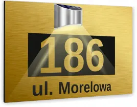 zlota-tabliczka-podswietlana-adresowa-numer-domu-dibond-nierdzewna-40x30