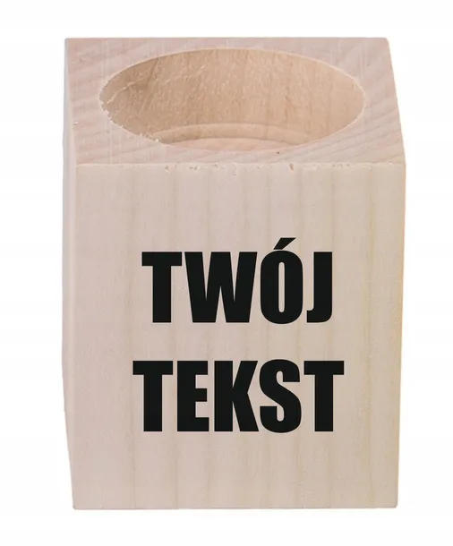 ŚWIECZNIK drewniany NADRUK UV LOGO TEKST personalizacja reklamowy gadżet