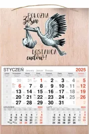 kalendarz-wiszacy-2025-jednodzielny-drewniany-prezent-dla-poloznej-nadruk