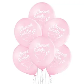 balony-chrzest-swiety-dziewczynki-rozowe-30cm-6szt