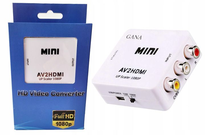 Promocja Adapter Av Rca Do Hdmi Konwerter Cinch 1080p+kabel wyprzedaż przecena