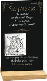 pamiatka-chrztu-statuetka-czarna-z-nadrukiem-srebrny-obrazek-twoj-napis
