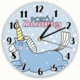 zegar-scienny-prezent-duzy-wybor-wzorow-dla-dziecka-z-imieniem-jednorozec