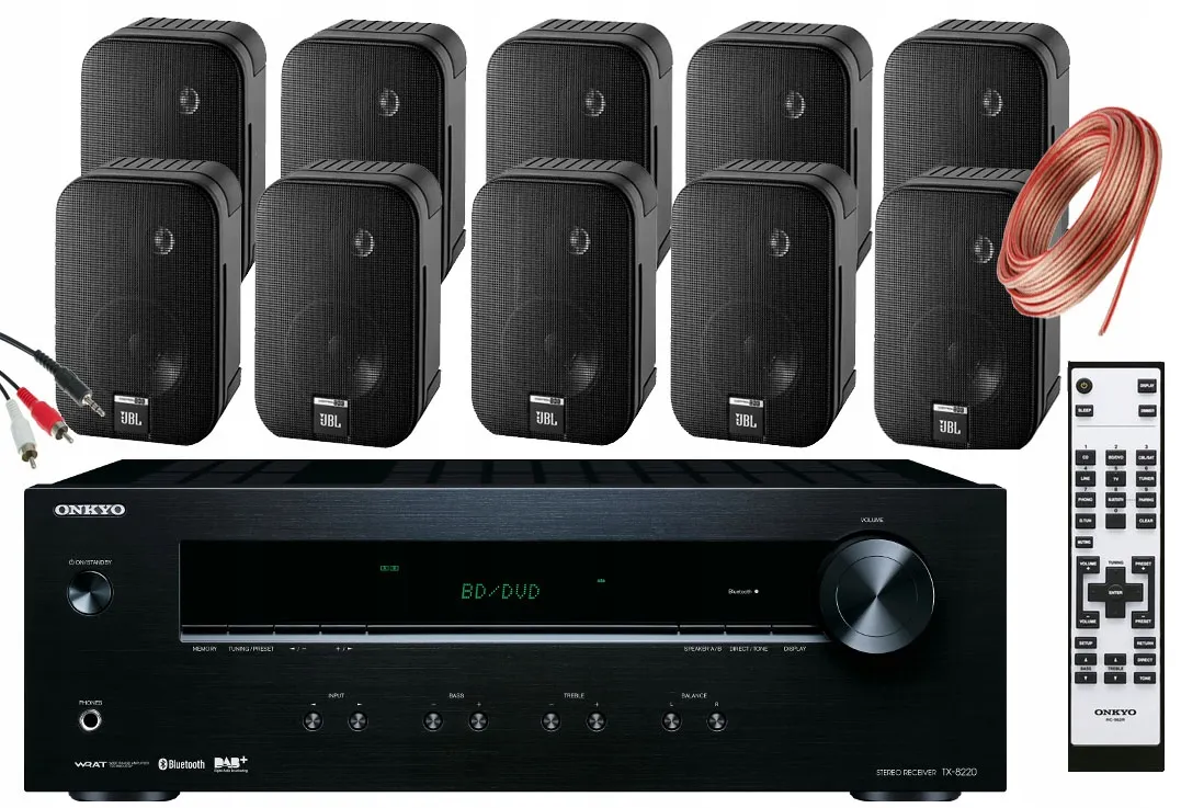 kolumny-scienne-podwieszane-jbl-amplituner-onkyo