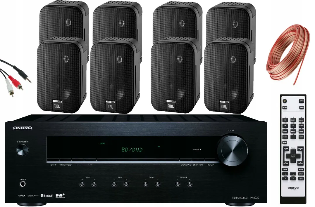 kolumny-scienne-podwieszane-jbl-amplituner-onkyo