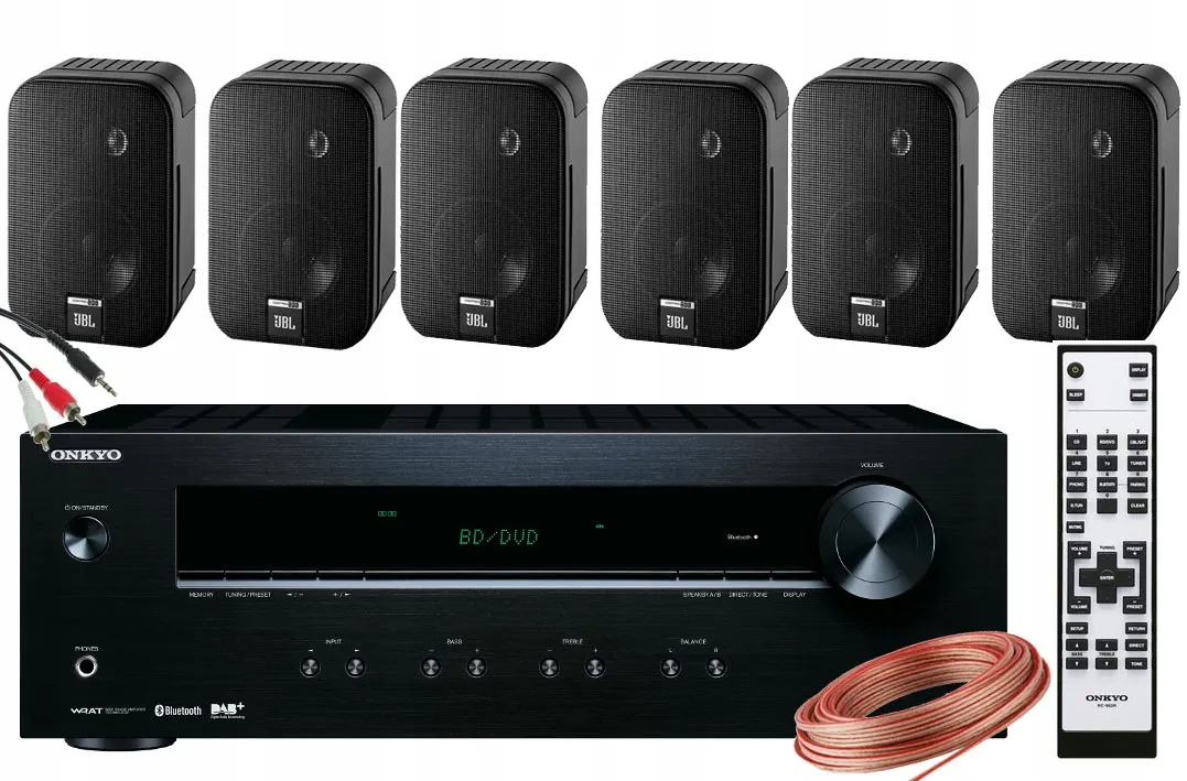 kolumny-scienne-podwieszane-jbl-amplituner-onkyo