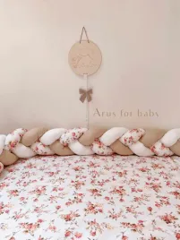 warkocz-ochraniacz-do-lozeczka-210cm-romantic-roses-bezowy
