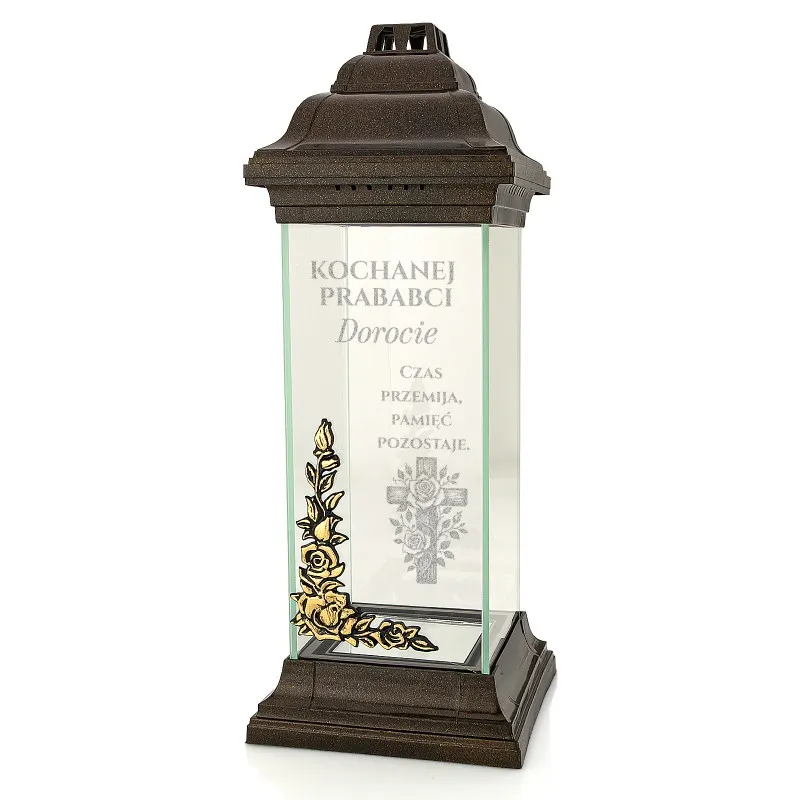 Znicz Lampion z Grawerem na Grób Prababci Cmentarz Wszystkich Świętych