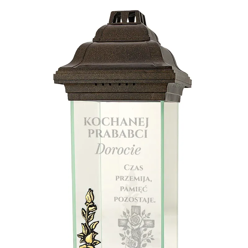 Znicz Lampion z Grawerem na Grób Prababci Cmentarz Wszystkich Świętych