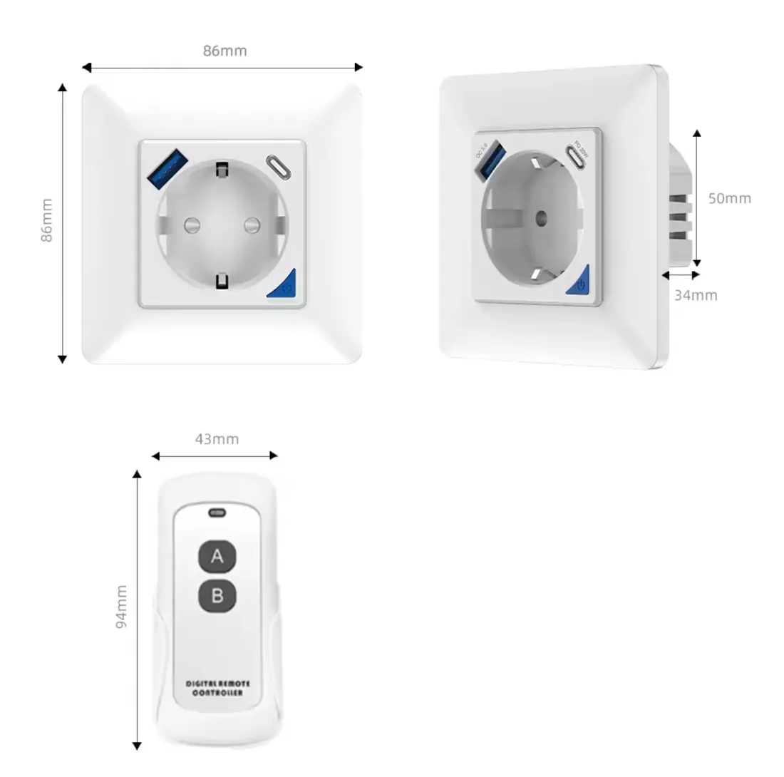 gniazdko-scienne-kontakt-usb-usb-c-16a-wifi-tuya-stan-nowy