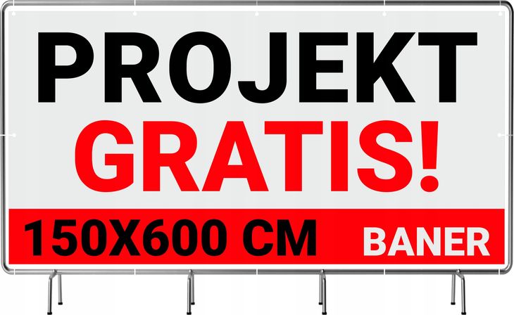 BANER REKLAMOWY plandeka 6x1,5m 510g powlekany + LAKIER UV PROJEKT GRATIS