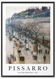 plakat-pissarro-zimowy-poranek-61x91-cm-w-czarnej-ramie