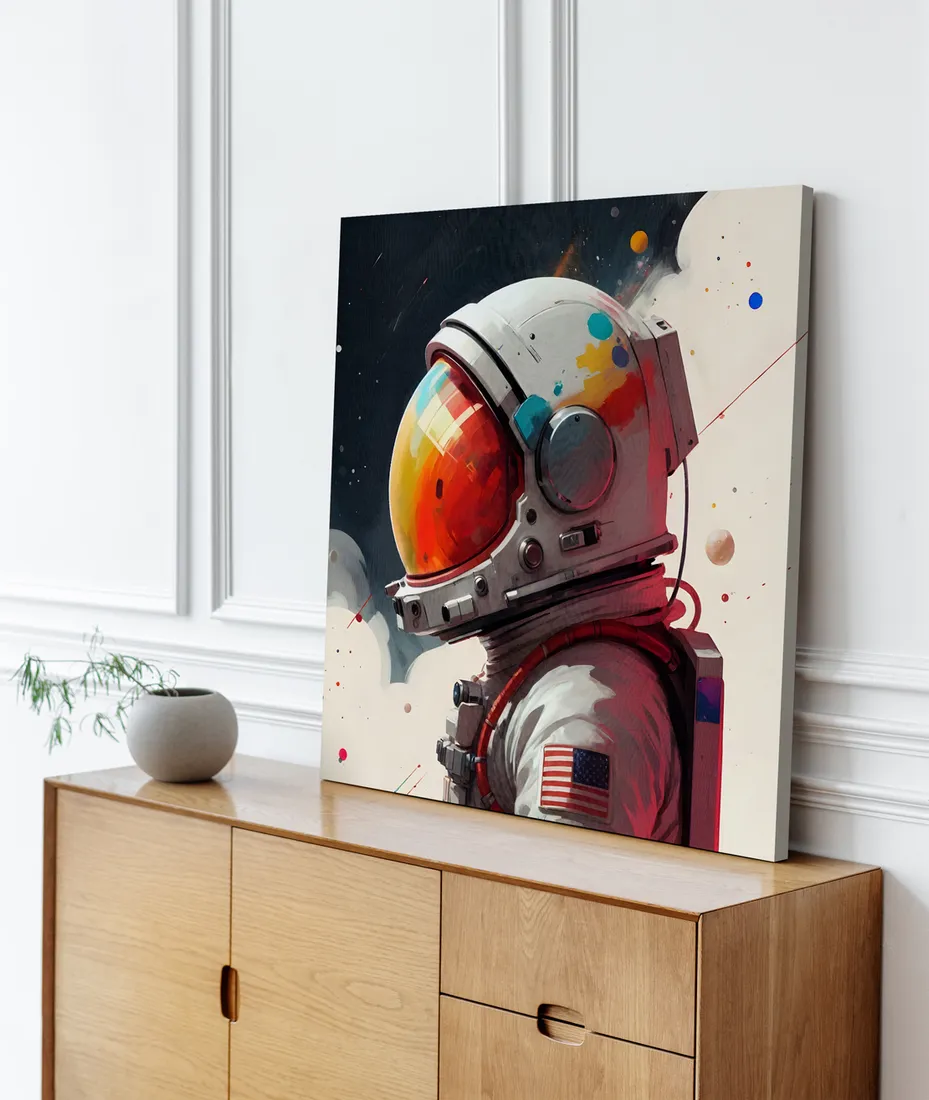 obraz-na-plotnie-abstrakcja-astronauta-100x100-cm-stan-nowy