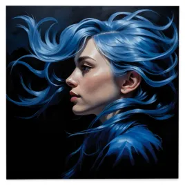obraz-na-plotnie-abstrakcja-niebieskie-wlosy-100x100-cm