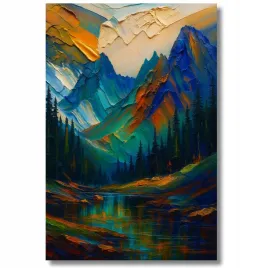 sliczny-obraz-majestatyczne-gory-i-jezioro-50x70-na-plotnie-impasto-prezent