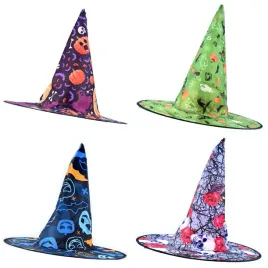 czarownica-kapelusz-halloween-wiedzma-stroj-rozne-wzory-zestaw-4szt