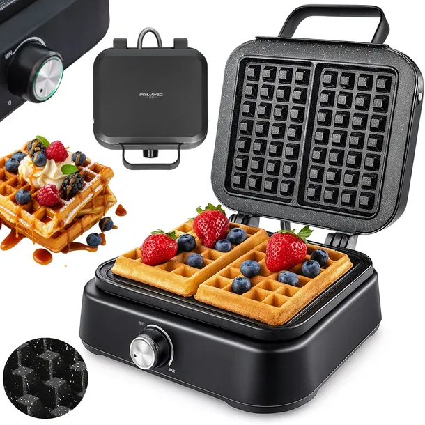 GOFROWNICA 2 DUŻE CHRUPIĄCE GOFRY MARMURKOWA POWŁOKA REGULACJA XXL 2500W