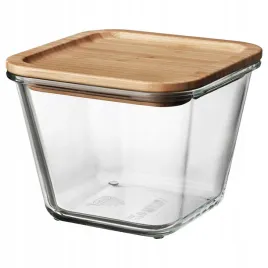 pojemnik-na-zywnosc-z-pokrywka-szklany-zaroodporny-kwadrat-bambus-12l-ikea
