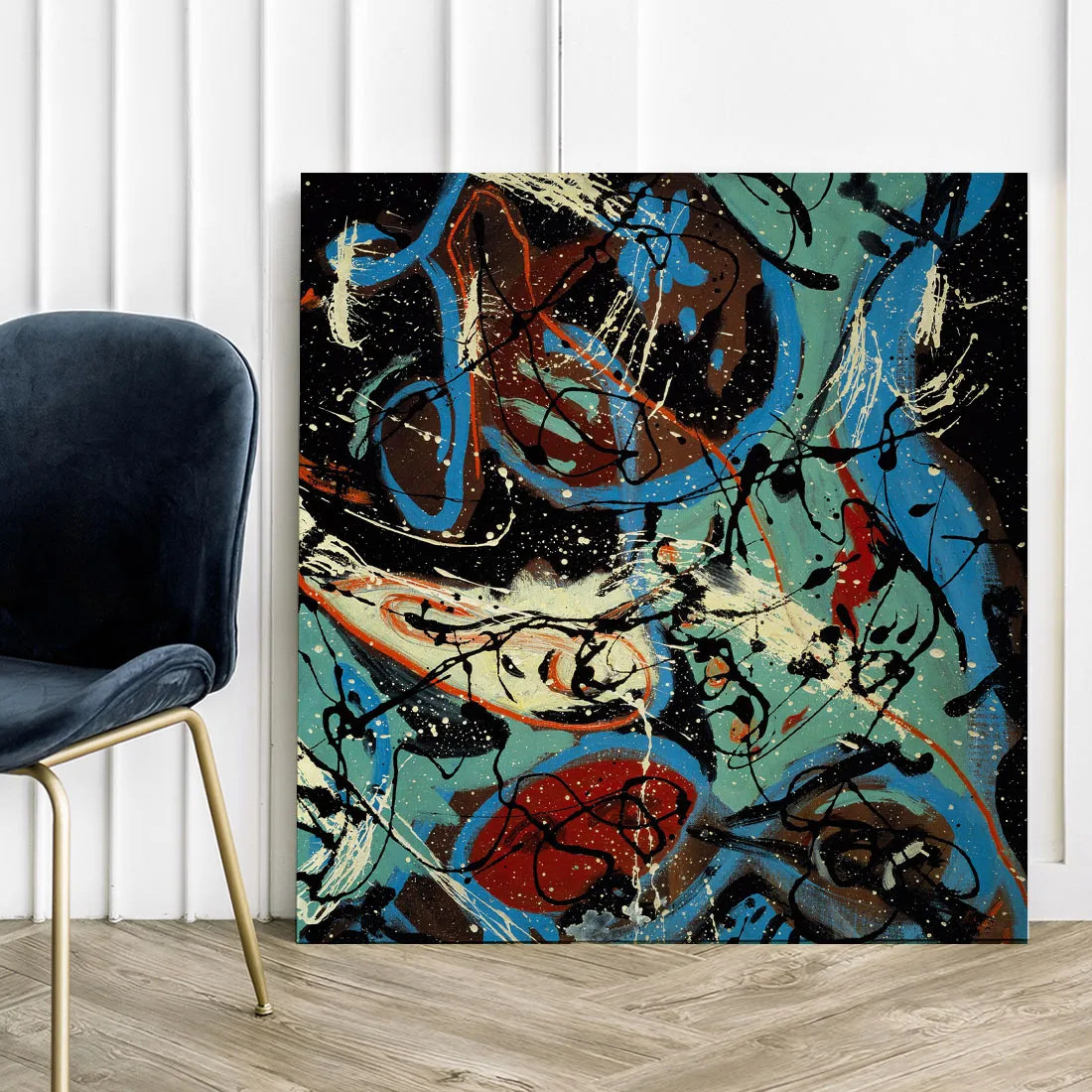 obraz-na-plotnie-abstrakcja-pollock-100x100-cm