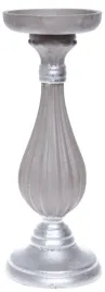 swiecznik-drewniany-szaro-srebrny-28cm