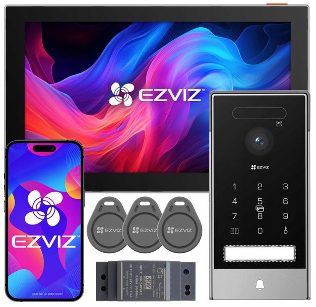 Wideodomofon WiFi HP7 PRO EZVIZ Furtka Brama Szyfrator Breloki + Zasilacz