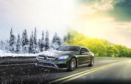fototapeta-samochod-ulica-wiosna-zima-mercedes