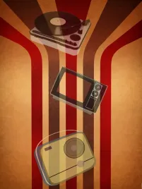 fototapeta-stare-radio-telewizor-gramofon