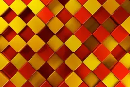 fototapeta-abstrakcja-3d-zolty-czerwony-kwadraty