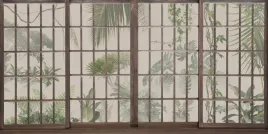 fototapeta-dzungla-las-we-mgle-okno-liscie-palmy