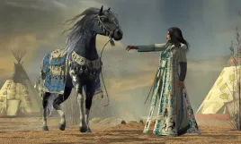 fototapeta-natura-kon-indianka-szalasy