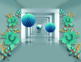 fototapeta-tunel-turkusowe-kwiaty-drzewo-260x180