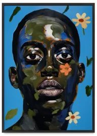 plakat-portret-twarz-nowoczesna-kwiaty-50x70-cm-w-czarnej-ramie
