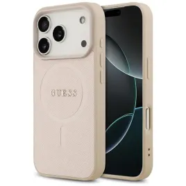 etui-do-iphone-17-pro-guess-saffiano-classic-logo-magsafe-rozowy