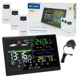 Zdjęcie produktu Stacja pogody METEO 3xczujnik zewnętrzny ZEGAR pomiar temperatury HIGROMETR