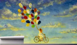 fototapeta-kobieta-z-balonami-rowerem-370x250