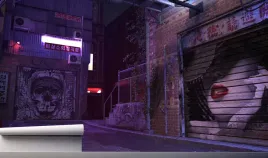 fototapeta-miasto-grunge-stara-ulica-noca-390x280