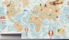 fototapeta-mapa-swiata-ze-zwierzatkami-390x280