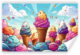 fototapeta-premium-struktura-zmywalana-lody-otoczone-chmurami-i-cukierkami