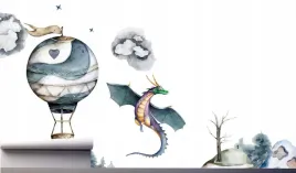 fototapeta-zielony-smok-latajacy-balon-390x280