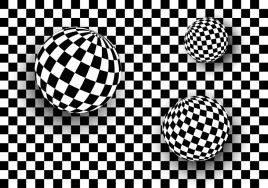 fototapeta-abstrakcja-3d-kule-kratka-czarno-biala