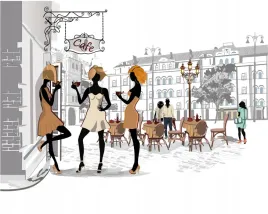 fototapeta-postacie-rynek-kawiarnia-kobiety