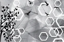 fototapety-na-wymiar-liscie-ptaki-drzewo-tunel